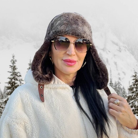 Shearling Sheepskin Leather Trapper Hat Aviator | Winter Hat | Ushanka - Picture 6 of 7